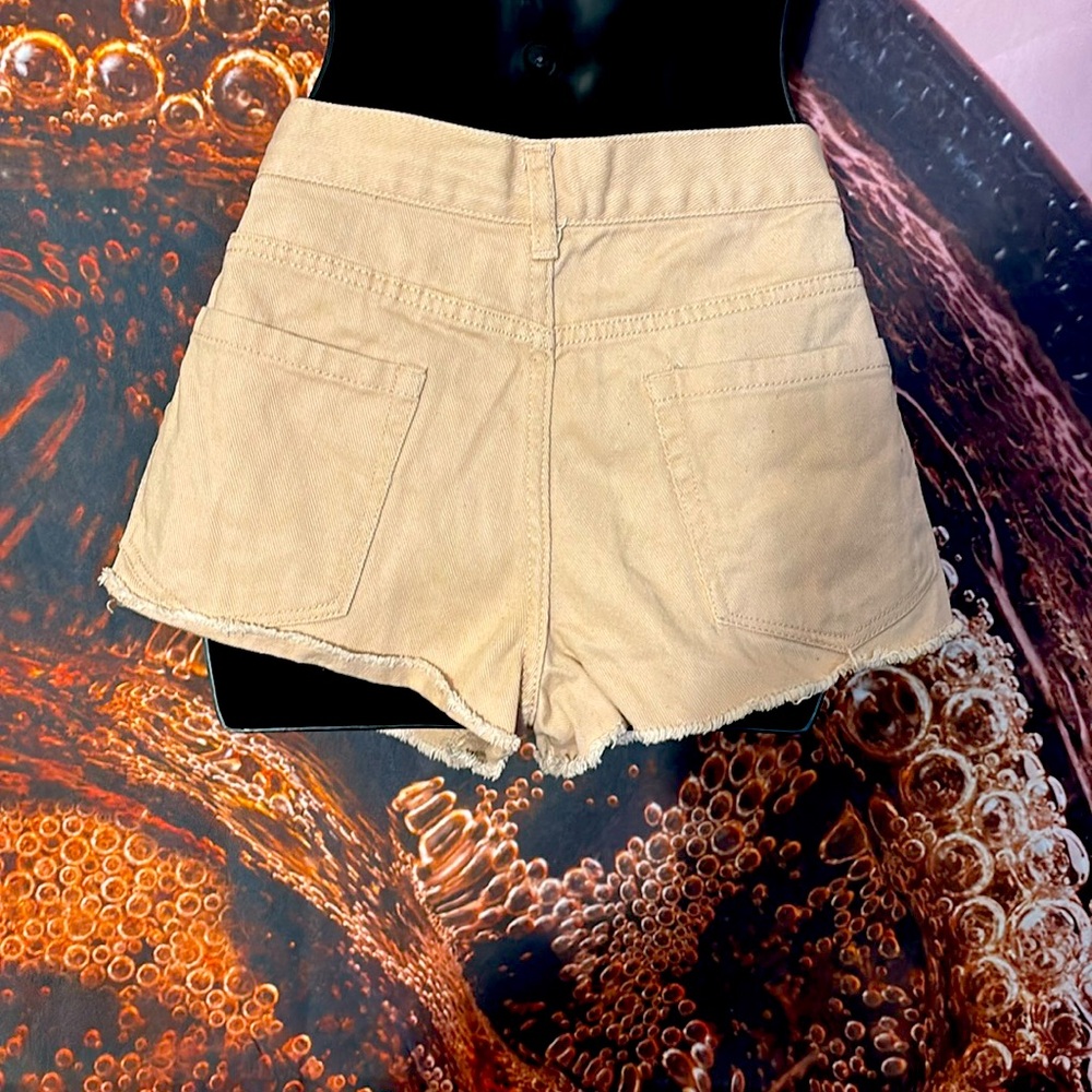 Forever 21 Tan Jean Shorts with Distressed Details - Picture 3 of 8